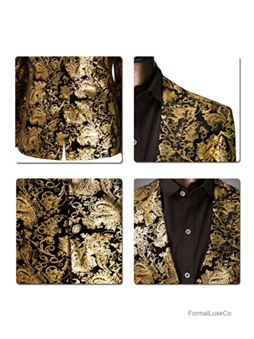 Men's Floral Suit Jacket Blazer Single-Breasted Notched Lapel Slim Fit